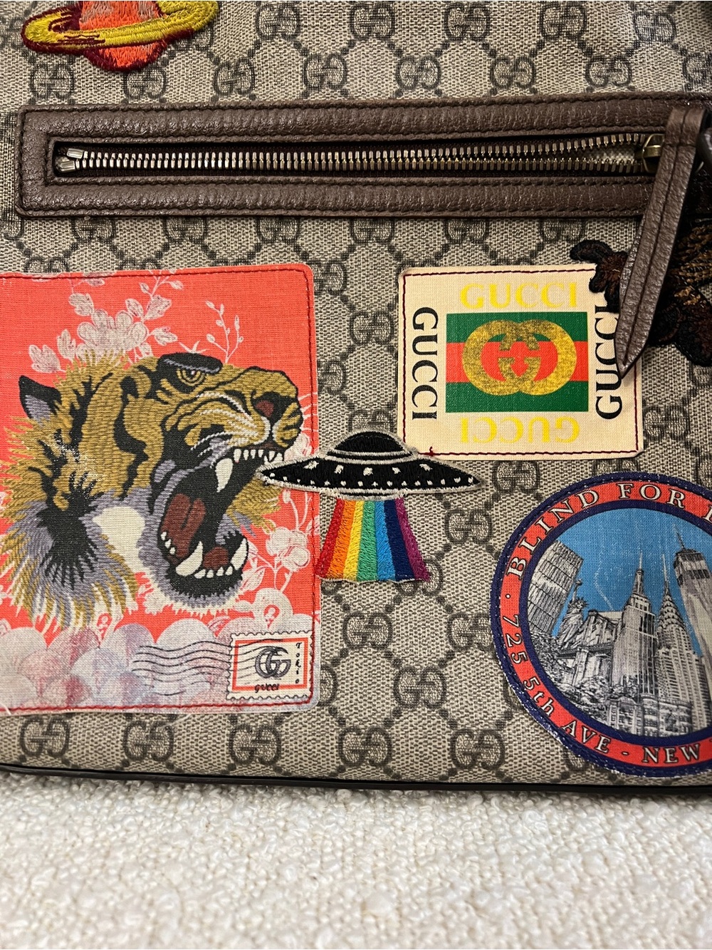 Gucci GG Soft Supreme Monogram Courrier Web Messenger Bag Beige Acero Multicolor - Picture 4 of 9